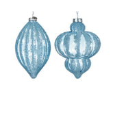 Decoris Glass Ornament with Beads 13cm - Blue Ice (2 Assorted)
